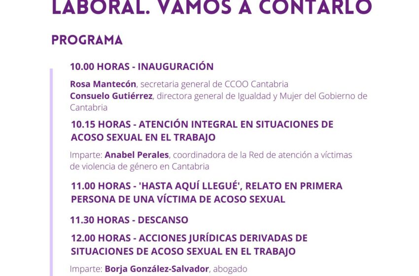  CCOO celebra una jornada en su sede de Santander sobre acoso sexual en el ámbito laboral