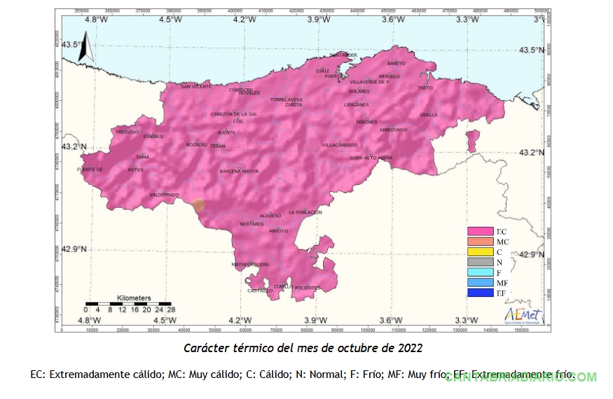 Octubre fue extremadamente cálido y muy seco en Cantabria - Fuente: AEMET CANTABRIA