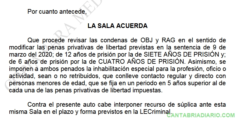 Otros dos agresores sexuales encarcelados en Cantabria ven reducida su pena tras la ley del "solo sí es sí"