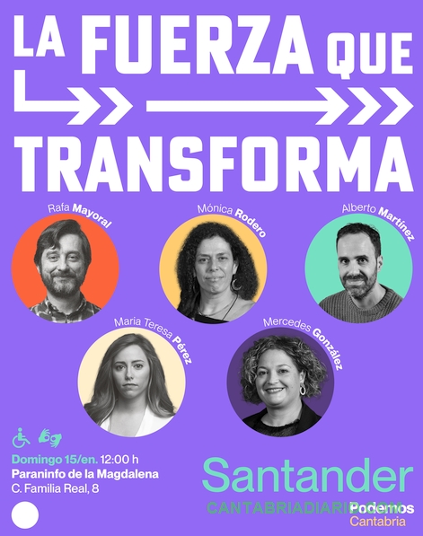 Rafa Mayoral y María Teresa Pérez, de Podemos, estarán este domingo en Santander
