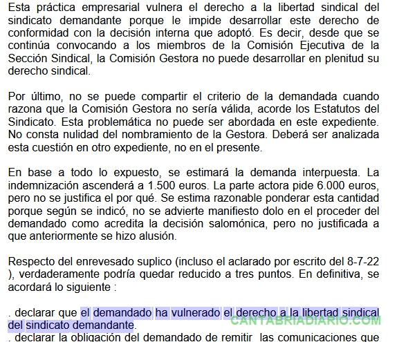 Una sentencia condena al Ayuntamiento de Camargo por 'vulnerar la libertad sindical de UGT en elegir a sus representantes'