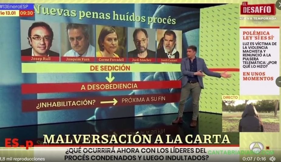 Antena 3 confunde al actor Jordi Sánchez con los huidos del procés