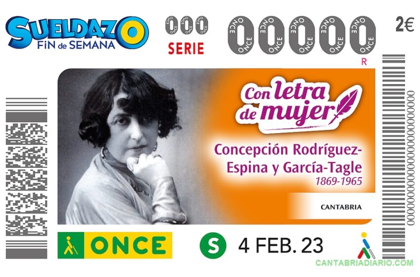  La escritora cántabra Concha Espina, imagen en un cupón de la ONCE