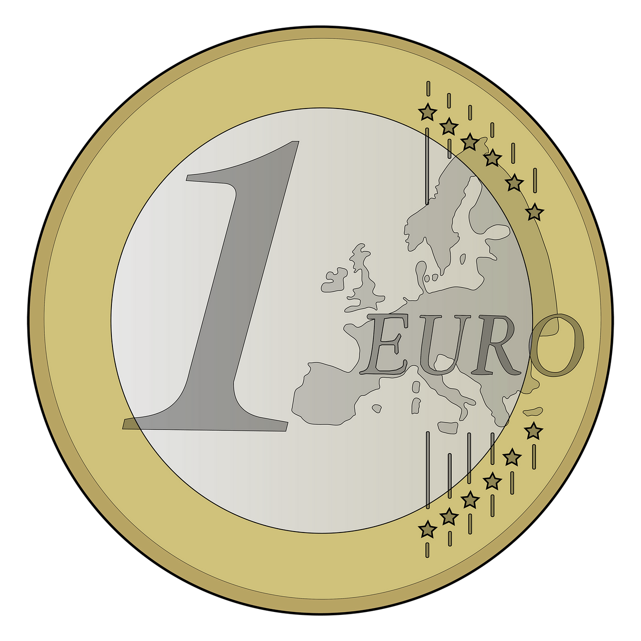1 Euro coin png sticker