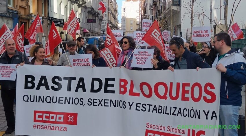  CCOO reivindica frente a la sede del Gobierno de Cantabria el pago de los complementos al personal temporal de la UC