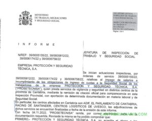 Inspección de Trabajo propone sancionar en grado máximo a Prosetecnisa por no abonar las cuotas a la Seguridad Social