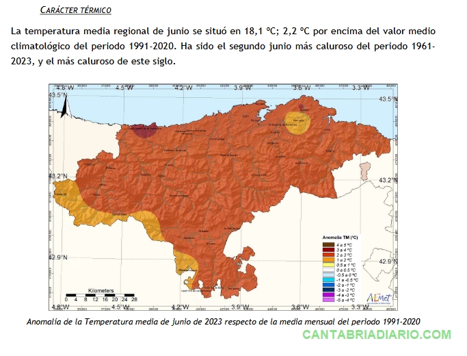  Cantabria vivió el mes de junio más caluroso del siglo