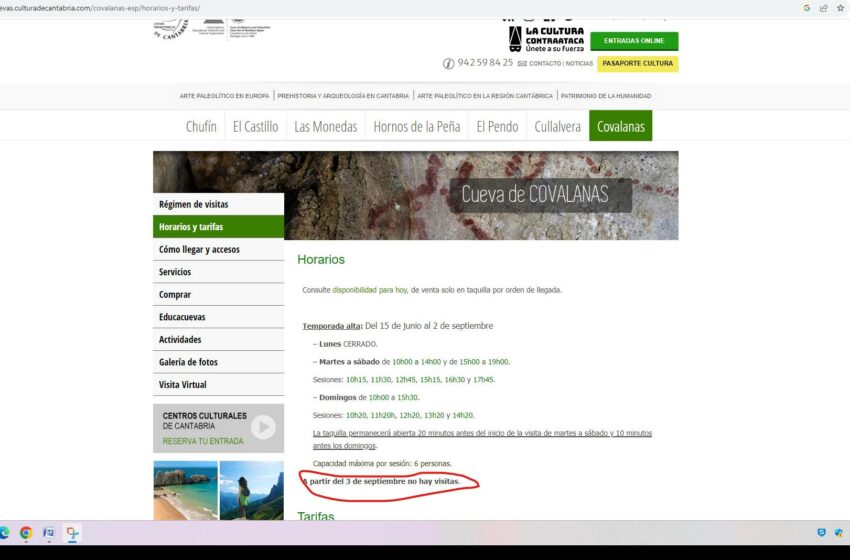 CCOO acusa al director de Cultura de ‘faltar a la verdad’ y reitera que la cueva de Covalanas está cerrada a las visitas desde el 3 de septiembre