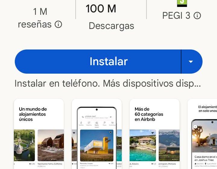 Captura de pantalla de la aplicación Airbnb, una de las más polémicas porque su modelo de negocio afecta negativamente a las zonas donde funciona