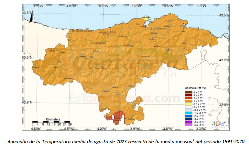 Agosto fue muy cálido y muy húmedo en Cantabria - Fuente: AEMET CANTABRIA