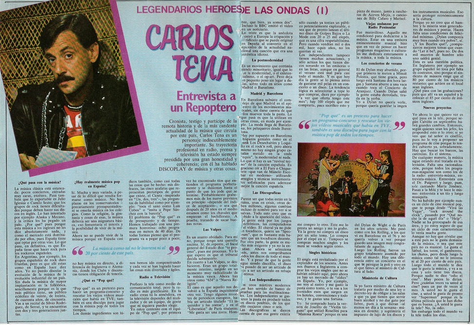 En la imagen una entrevista con el legendario locutor y presentador Carlos Tena - Foto: cortesía www.discoplay.info - Bibliostock
