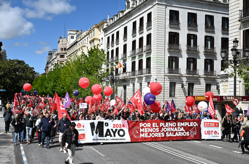 La manifestación del 1º de mayo congrega en Santander a cerca de 8.000 personas