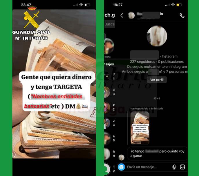 La Guardia Civil detiene a un grupo criminal dedicado a la estafa del "falso hijo en apuros"