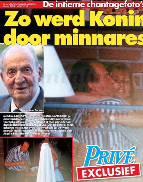Portada de la revista Privé con las fotos de Juan Carlos I y Bárbara Rey en actitudes muy amorosas - EDITORIAL-. Un golfo real