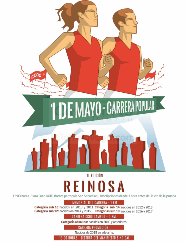 CCOO promueve la 40 edición de la tradicional carrera popular del Primero de Mayo en Reinosa