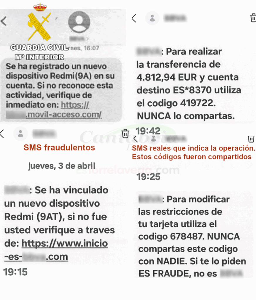 La Guardia Civil alerta del aumento de sms bancarios fraudulentos, estafando este año cerca de 160.000 euros en Cantabria