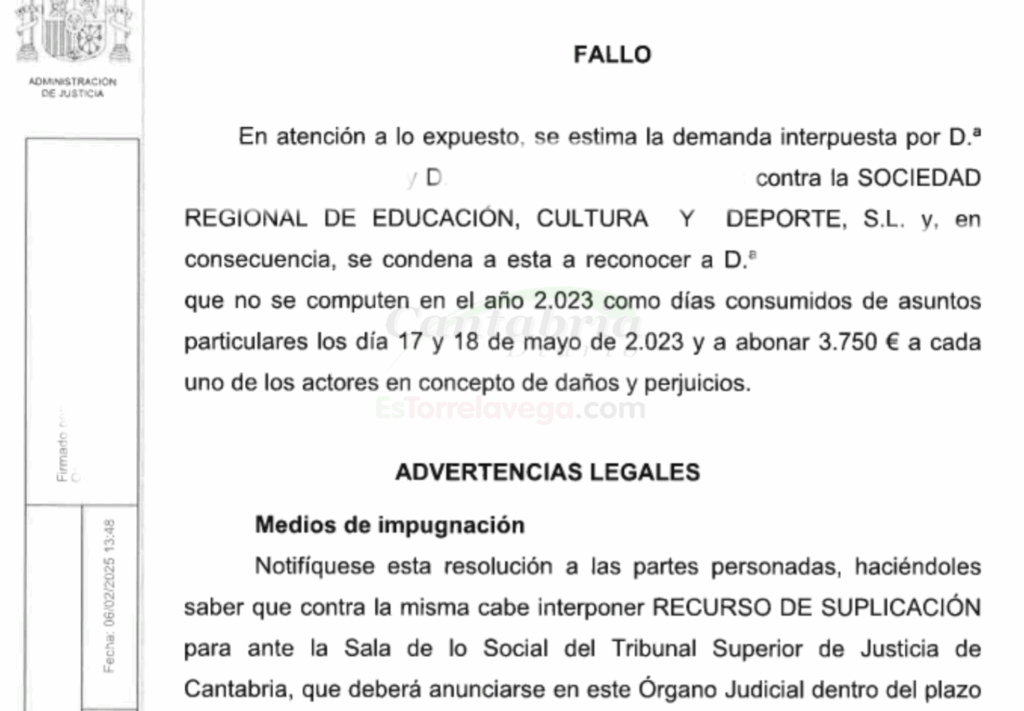 Una sentencia condena a la SRECD al pago de 7.500 euros a dos auxiliares por denegarles un permiso de formación