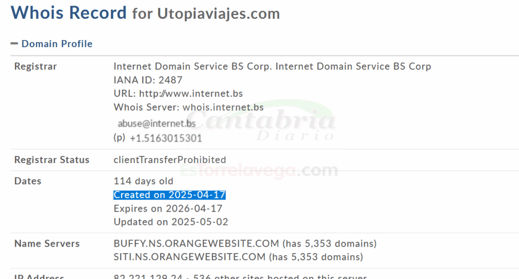 La web fue creada el 17 de abril