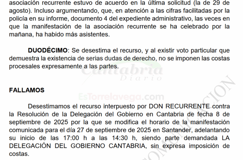  La Justicia desestima el recurso de la asociación Alfonso I contra la decisión de Delegación de cambiar el horario de su manifestación
