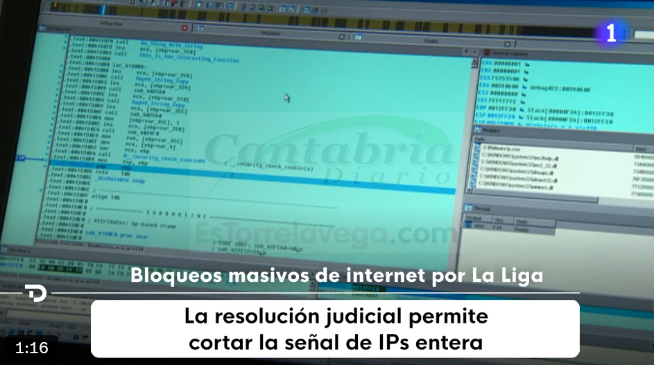 TVE se hace eco de los bloqueos masivos de webs impulsados por LALIGA