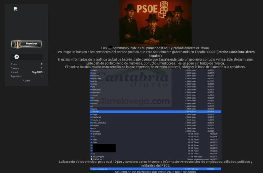  Un «hacker» asegura haber accedido a la web del PSOE y vende los datos de los políticos