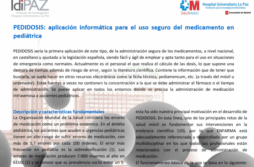  Los bloqueos masivos del fútbol se cargan PEDIDOSIS, una aplicación sanitaria que ayuda en la administración de fármacos en pediatría
