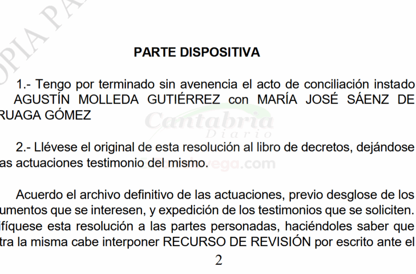  Molleda y Sáenz de Buruaga terminan sin avenencia el acto de conciliación, que podría dar lugar a una demanda