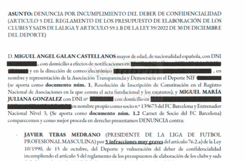  El TAD abre expediente a Javier Tebas, presidente de LALIGA