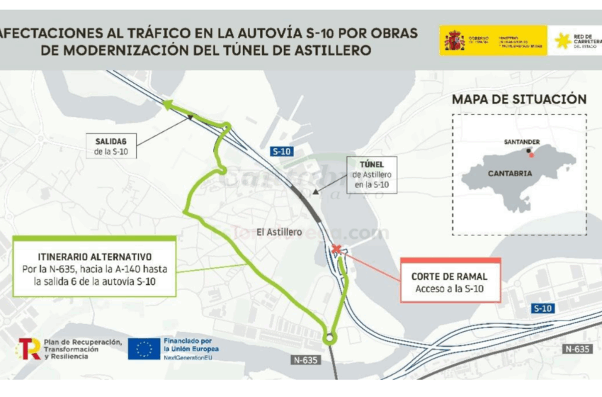  Cortes nocturnos de tráfico en los túneles de Astillero (S-10), La Albericia (S-20) y La Morcilla (S-30)