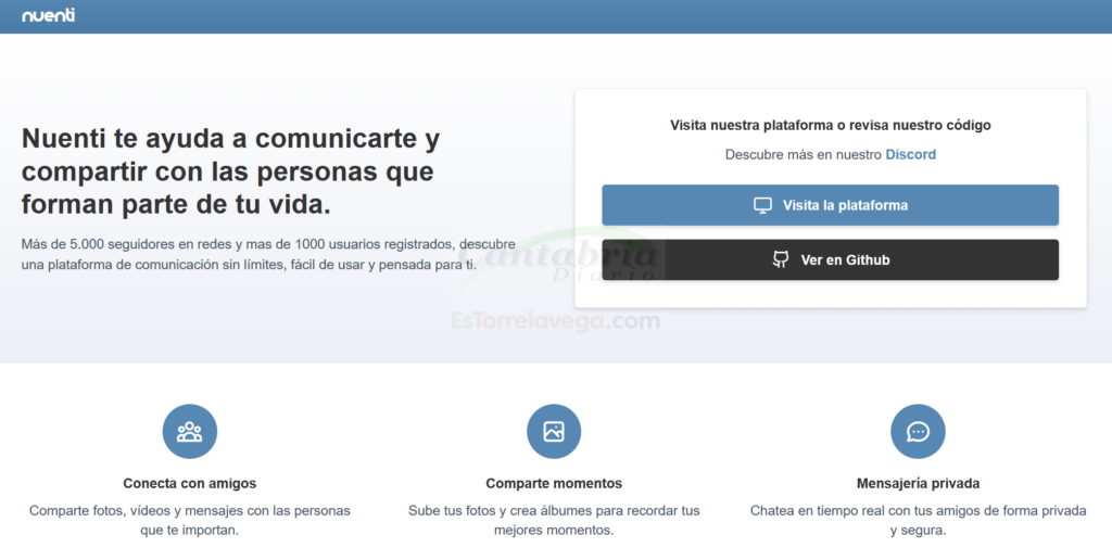 En la imagen la web de NUENTI accesible en nuenti.xyz - Telefónica requiere a la red social NUENTI por "evocar" a su mítica marca TUENTI