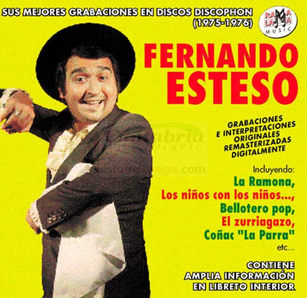 Fernando Esteso en una portada de sus grabaciones discográficas, incluyendo su éxito "La Ramona", entre otros