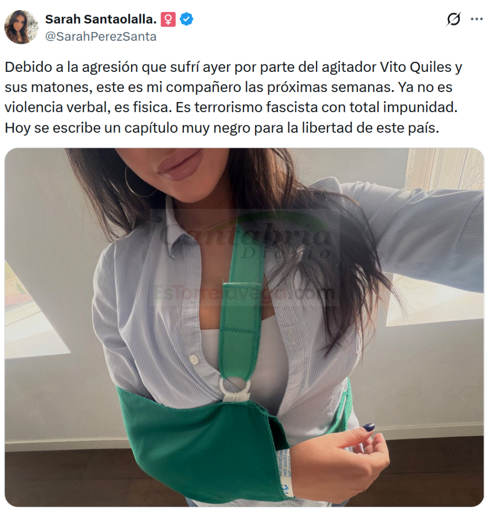 Imagen publicada por Sarah Santaolalla en su cuenta de X (Twitter)