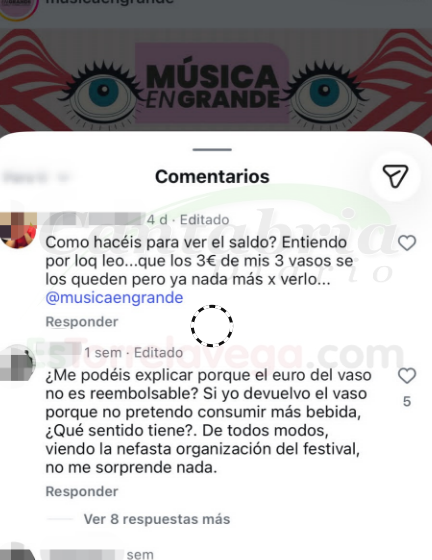 MÚSICA EN GRANDE borra el aluvión de críticas por los problemas para devolver el euro del vaso y el saldo restante de las pulseras